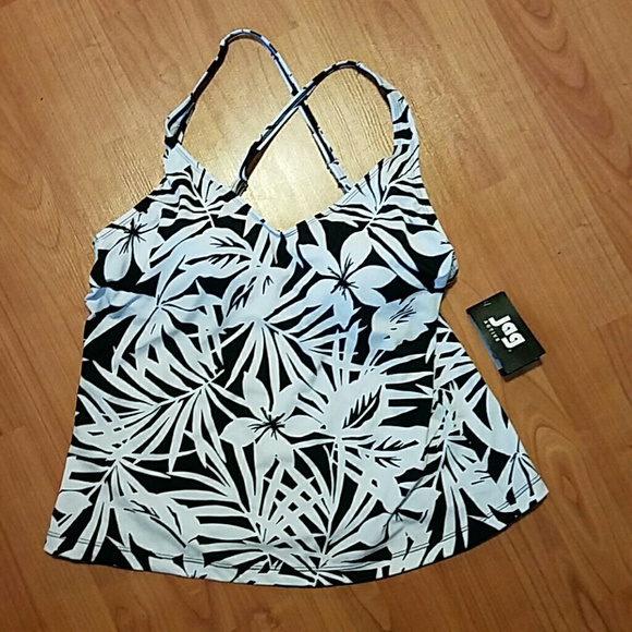 JAG Other - JAG Active black & white floral tankini top