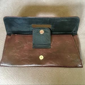 Large Distressed Vegan Leather Envelope Clutch