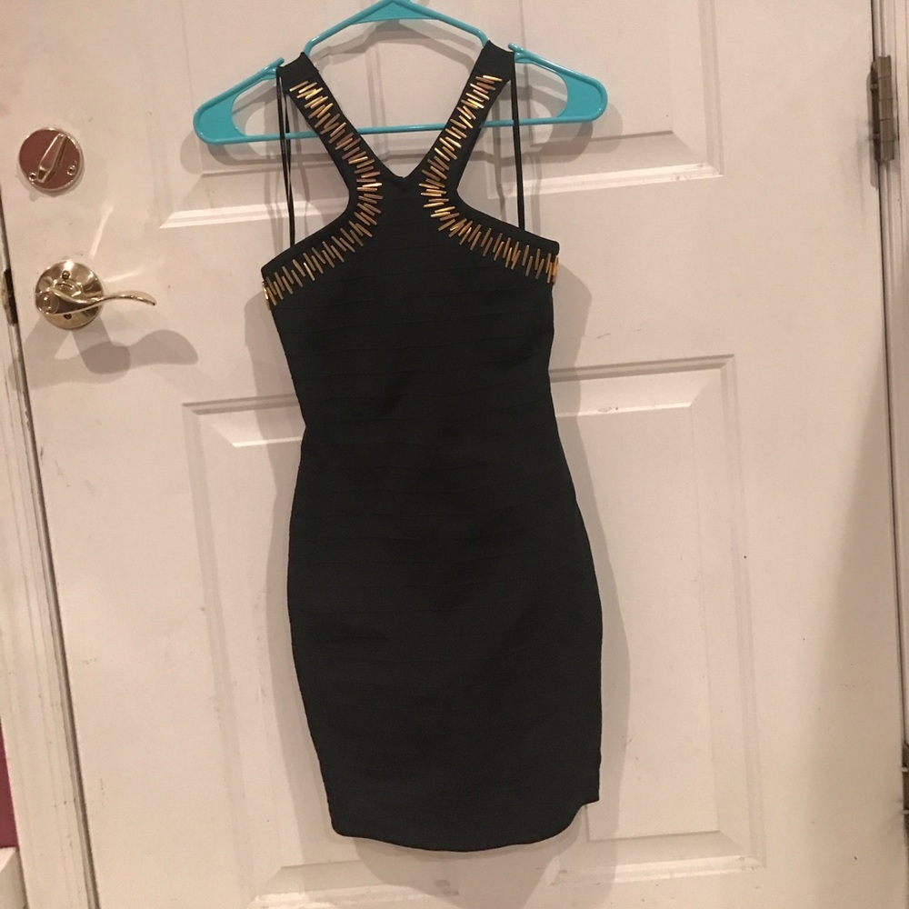 Black and Gold Bandage Dress