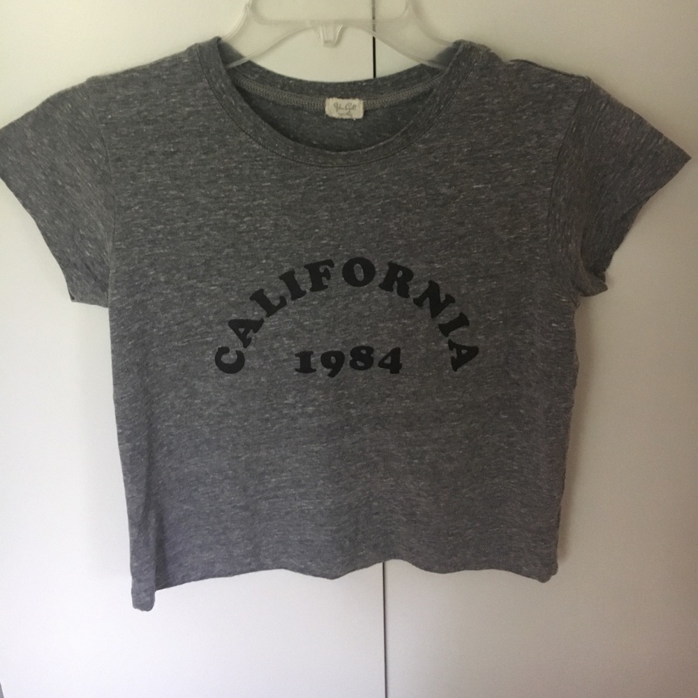 light grey graphic crop top