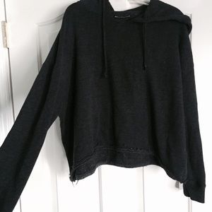 Brandy Melville Cropped Slouchy Dark Grey Hoodie