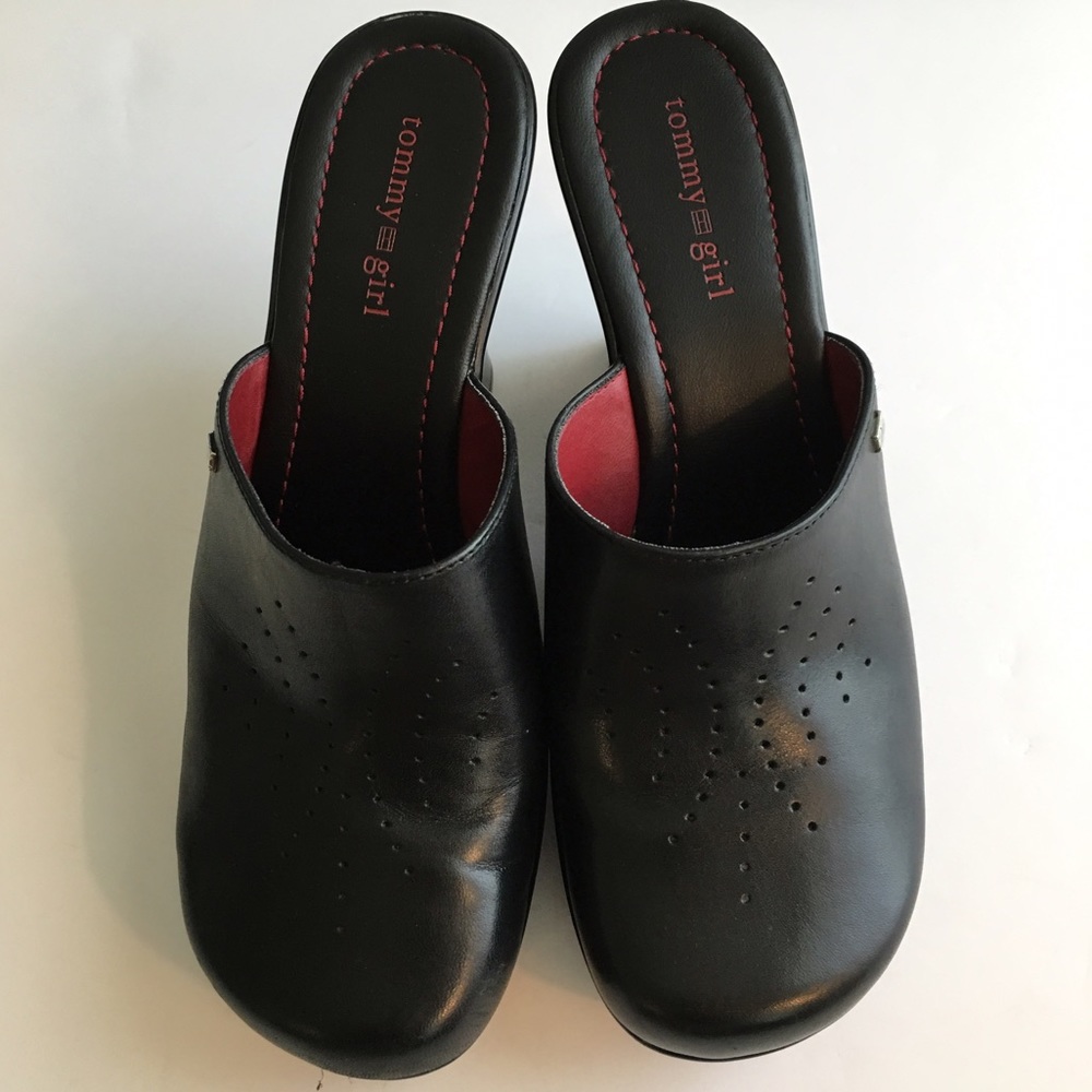 Black Leather Clogs by Tommy Girl