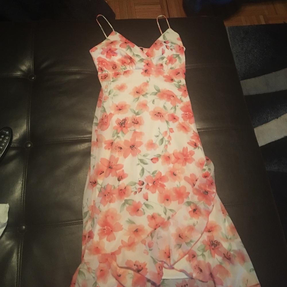 Floral dress pink white and green