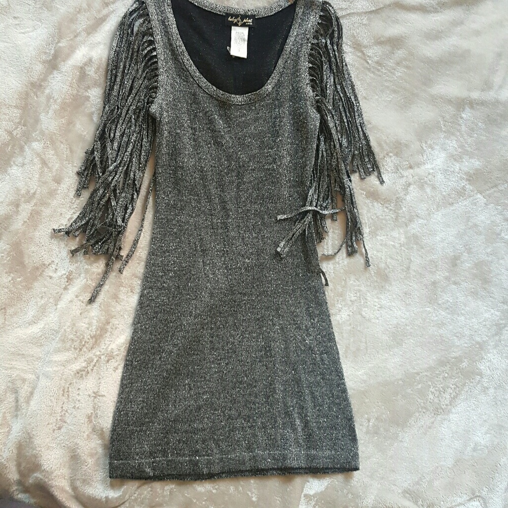 Silver sparkly dress.