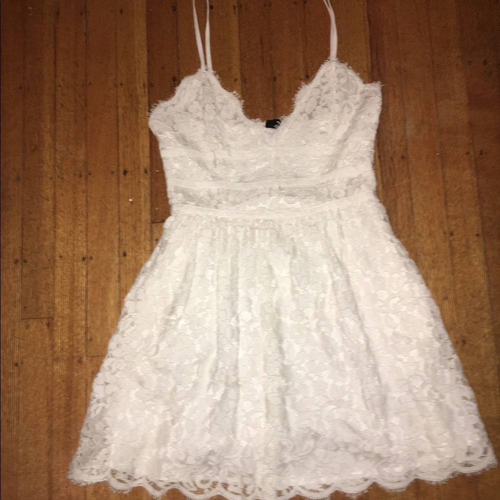 NBD white lace mini dress- size small