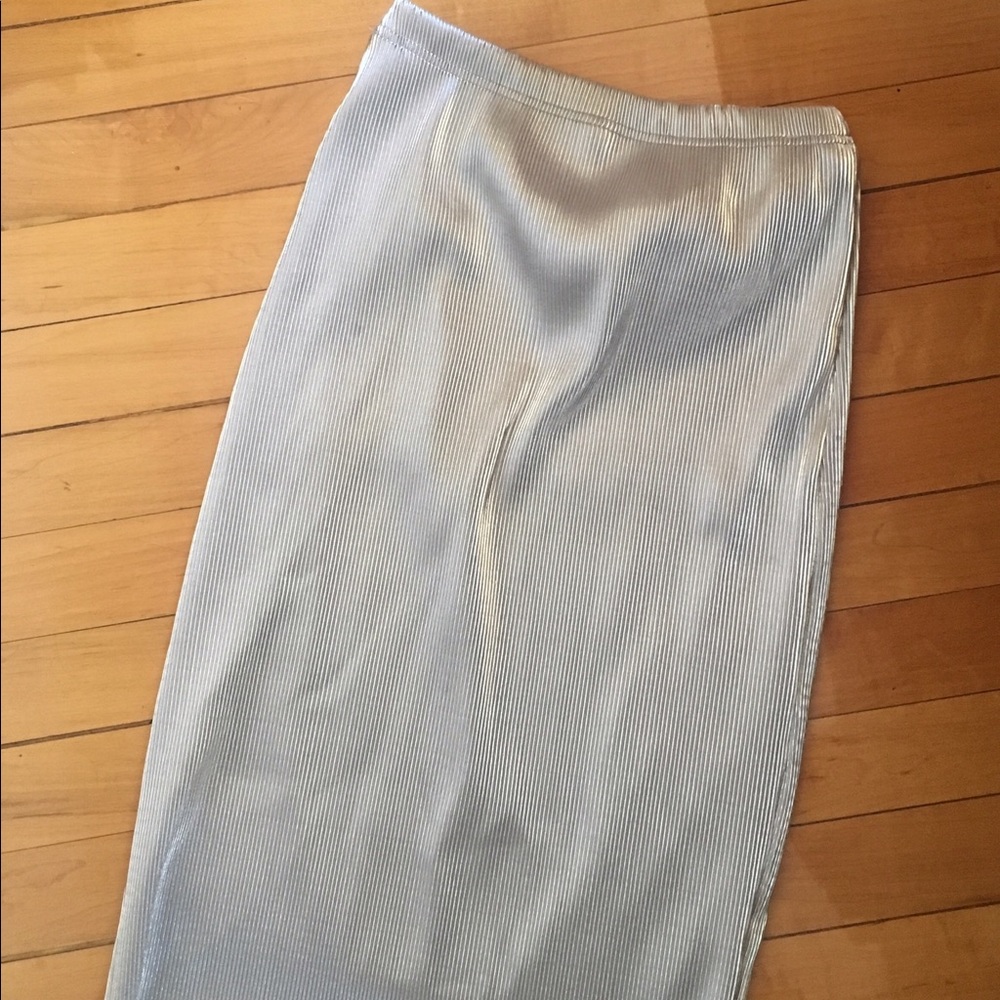 Pleated silver midi skirt
