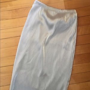 Pleated silver midi skirt