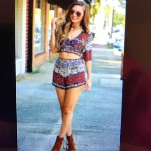 Two piece outfit- crop top and shorts