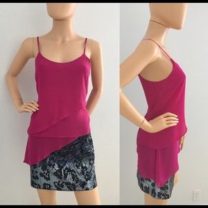 Bright pink asymmetrical tank top Small