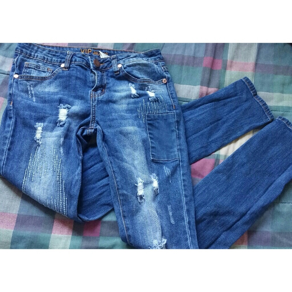 V.I.P. Distressed Skinny Denim