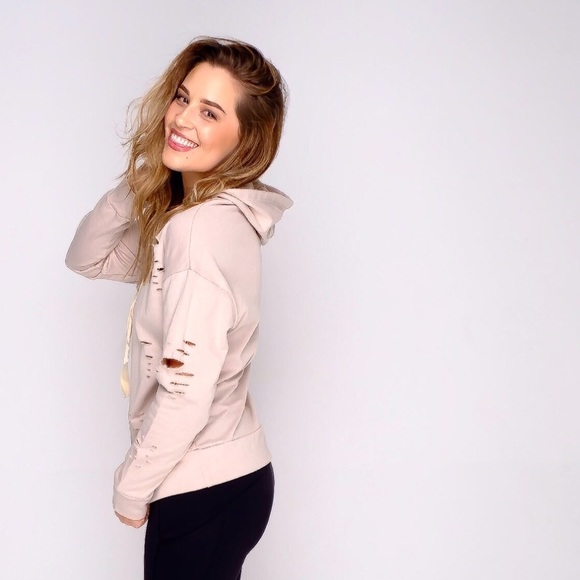 LAST ONE || || NUDE DISTRESS HOODIE - Picture 2 of 7