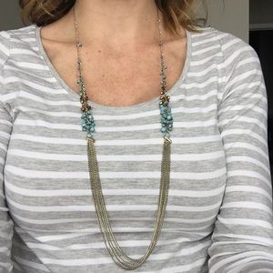 Turquoise and gold dangle necklace