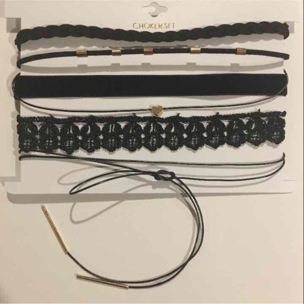 Black/Gold 6pc Choker Set