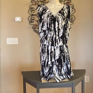 One piece black and white romper.