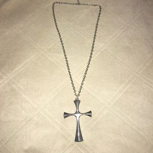 Long chain solid color cross necklace