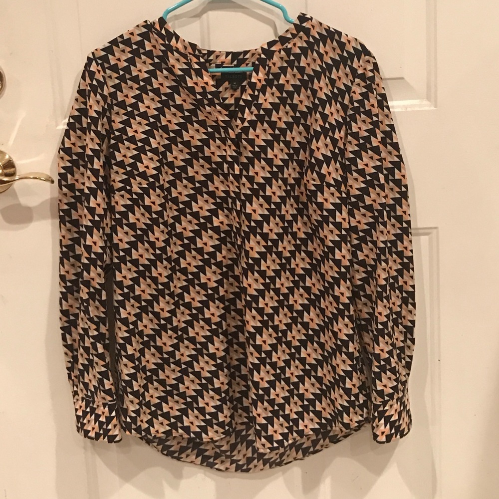 Talbots Geometric Long Sleeve Blouse
