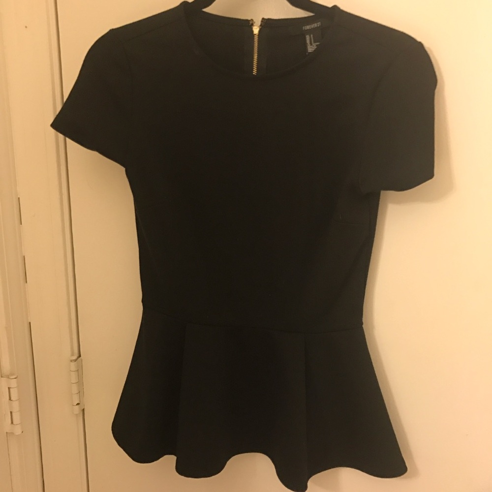Forever 21 Peplum Top - Black