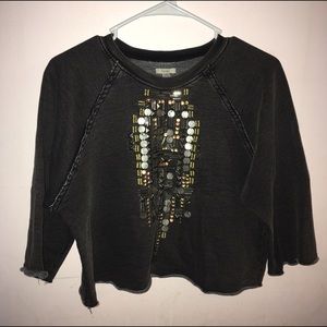 Cropped Embellished Sweatshirt