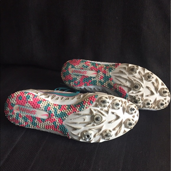 Nike Sprint track running shoes cleats pink white & teal - Picture 3 of 3