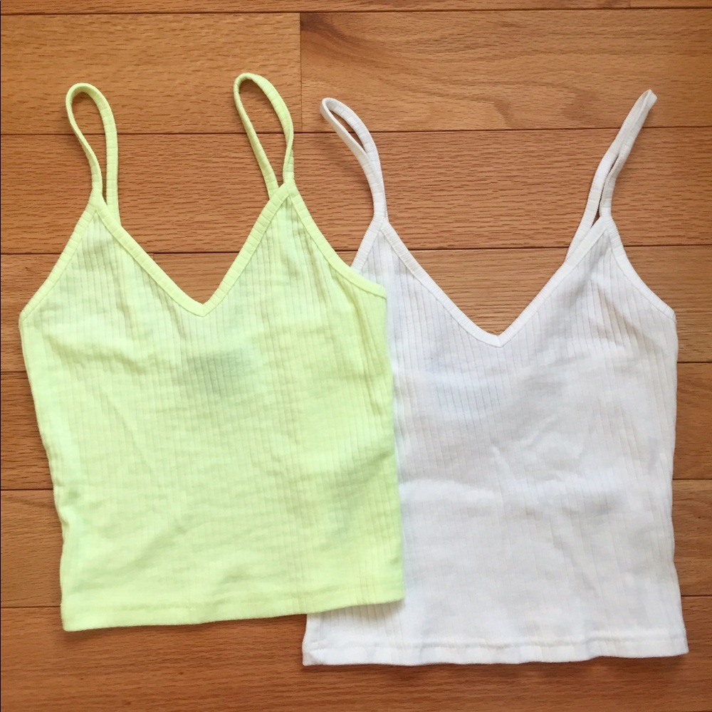 Topshop V-neck ribbed crop tops