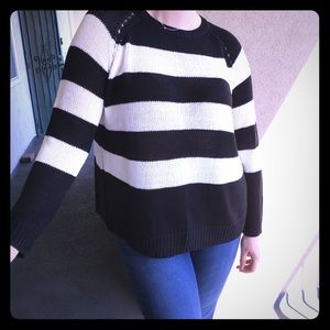 Black and White Split Back Sweater