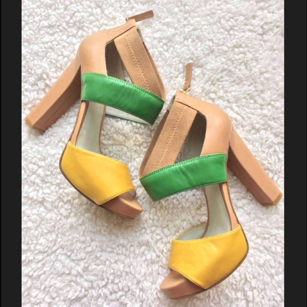*SOLD* Nine West Multi Color Block Heel Sandals