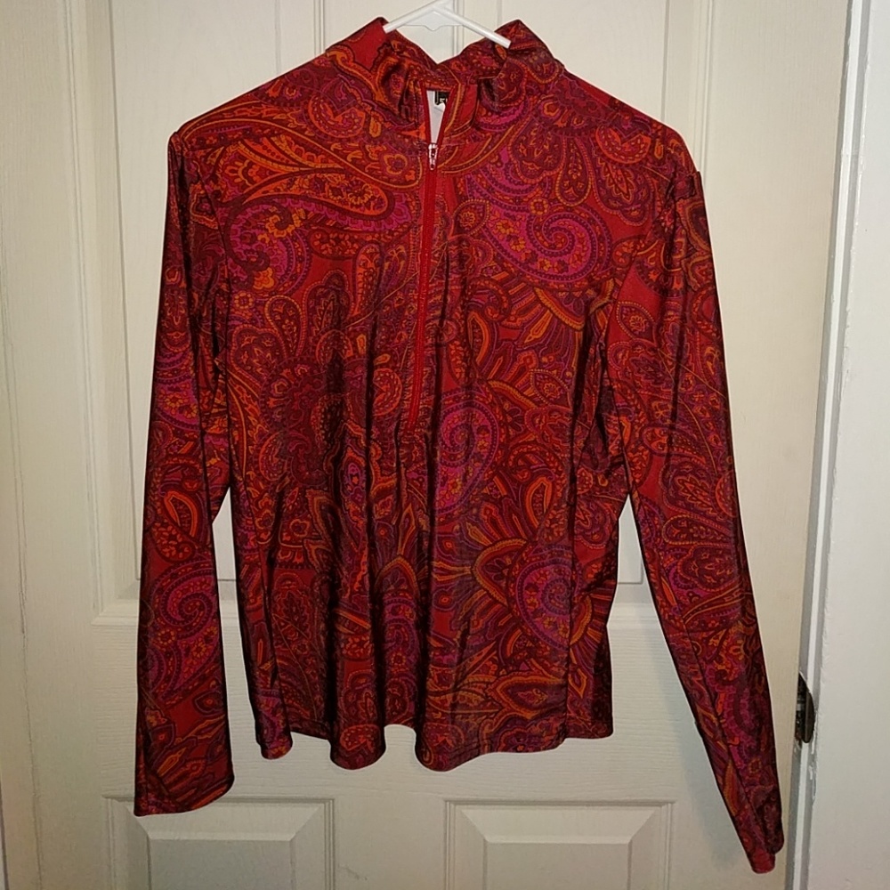 Red & Orange Paisley Equestrian Riding Top
