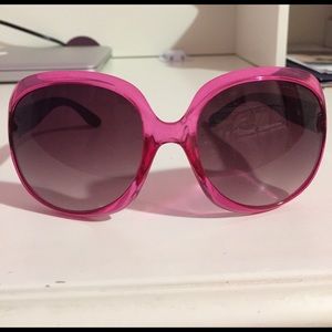 Pink and purple French Connection sunglasses.