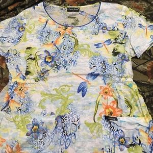 Textured Flower Scrub Top