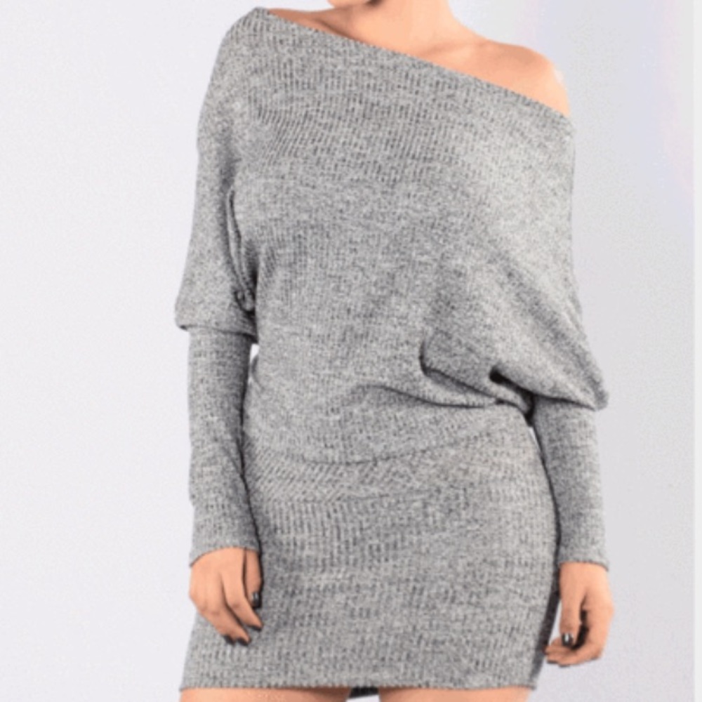 Grey Off The Shoulder Dress