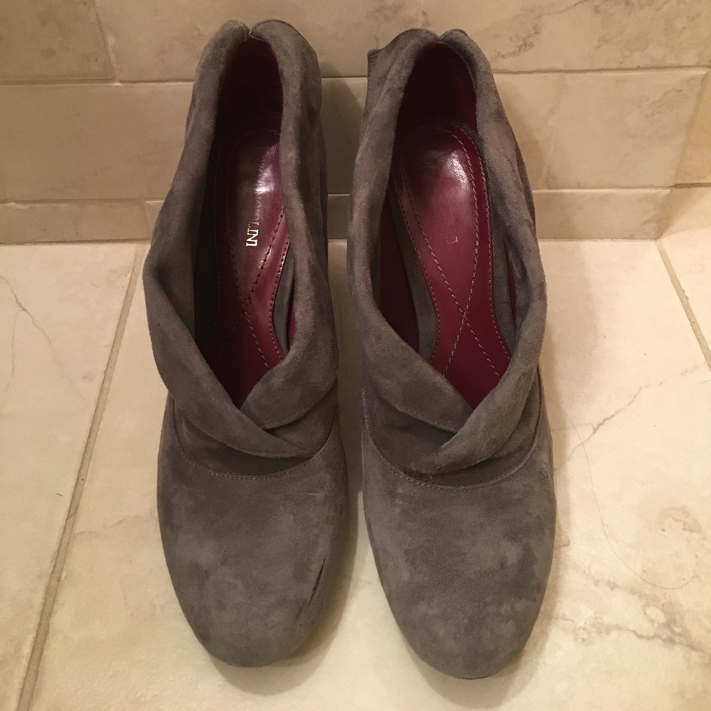 Grey suede booties