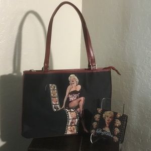 Marilyn Monroe crystal adorned handbag with wallet