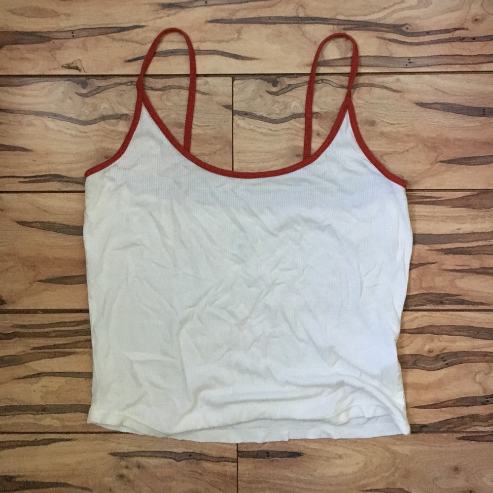 PacSun White tank top with dark orange straps!