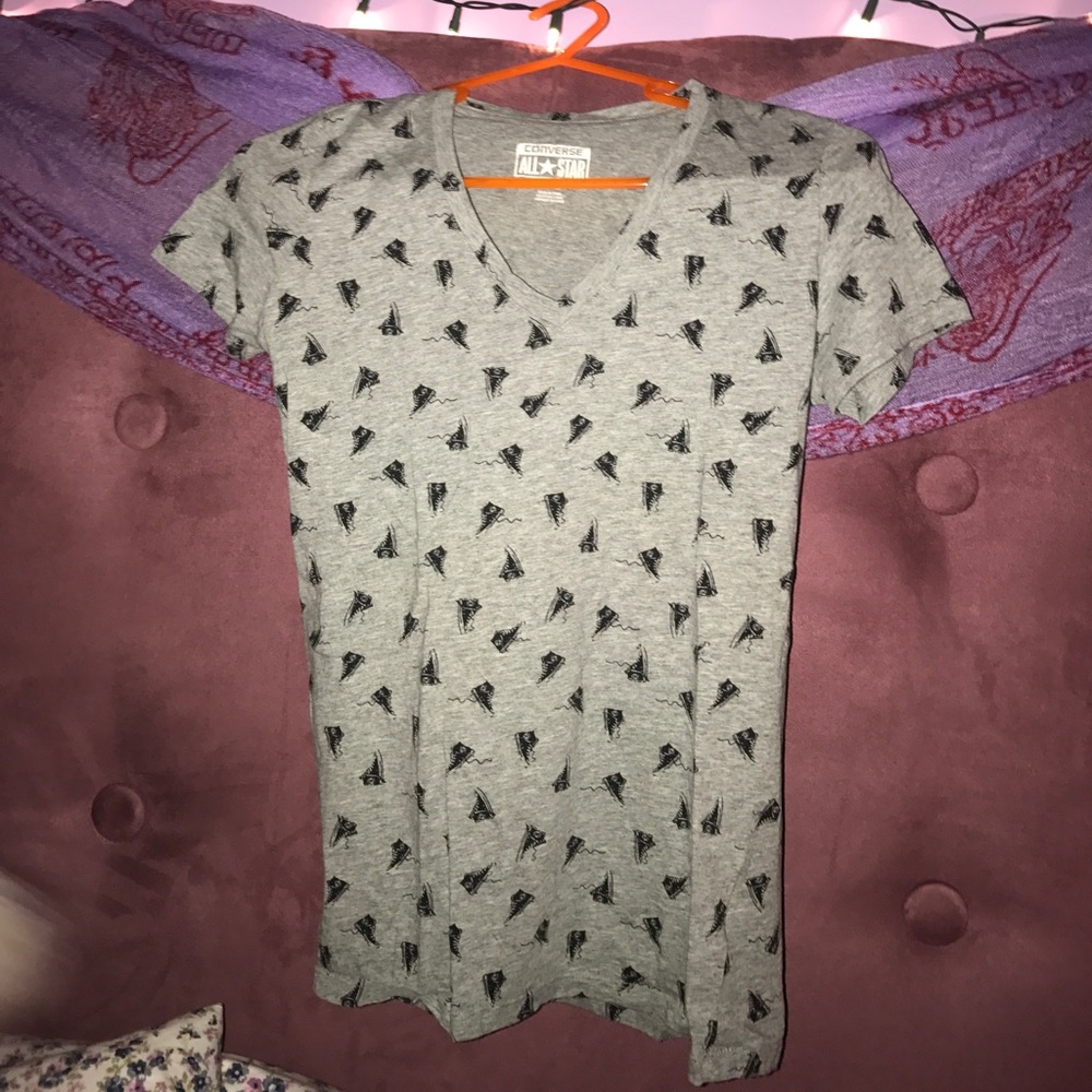 Converse All Star V-Neck Hightop Print T-Shirt