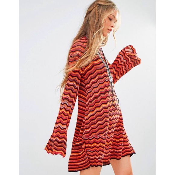 Free People Dresses Ziggy Zig Zag Sweater Tunic Dress Poshmark