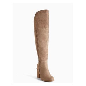 Taupe braided over the knee boot