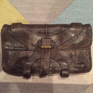 Olivia Harris Anthracite color leather clutch