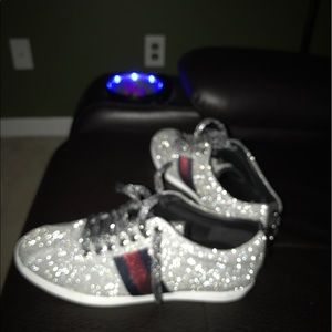 Glitter Web sneaker with studs