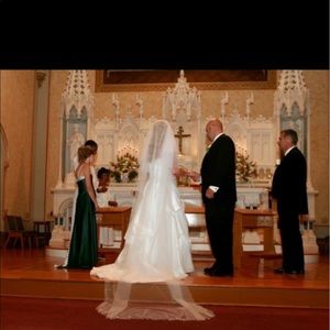 Beautiful White cathedral length wedding veil