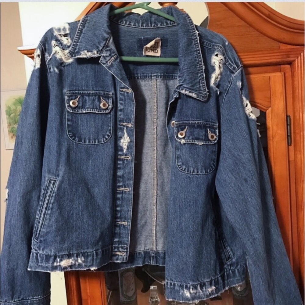 LF One of a Kind Oversized Distressed Jean Jacket