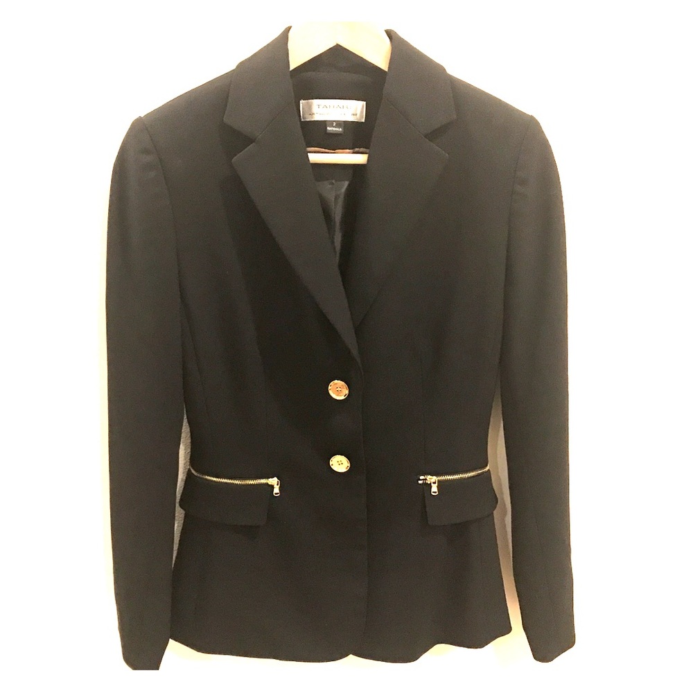 Tahari Gold-Button Blazer