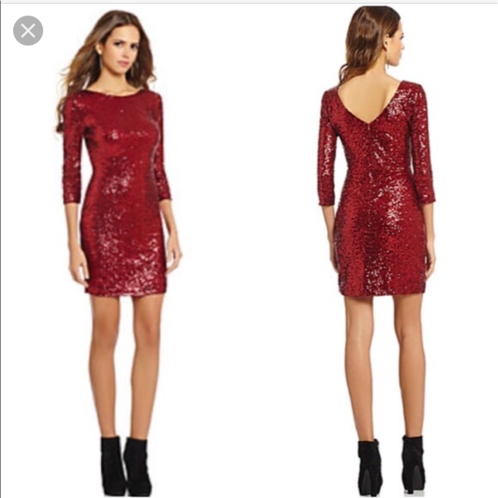 Red Sequin Cocktail Dress