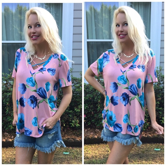 LAST One Floral criss cross tunic! - Picture 2 of 2