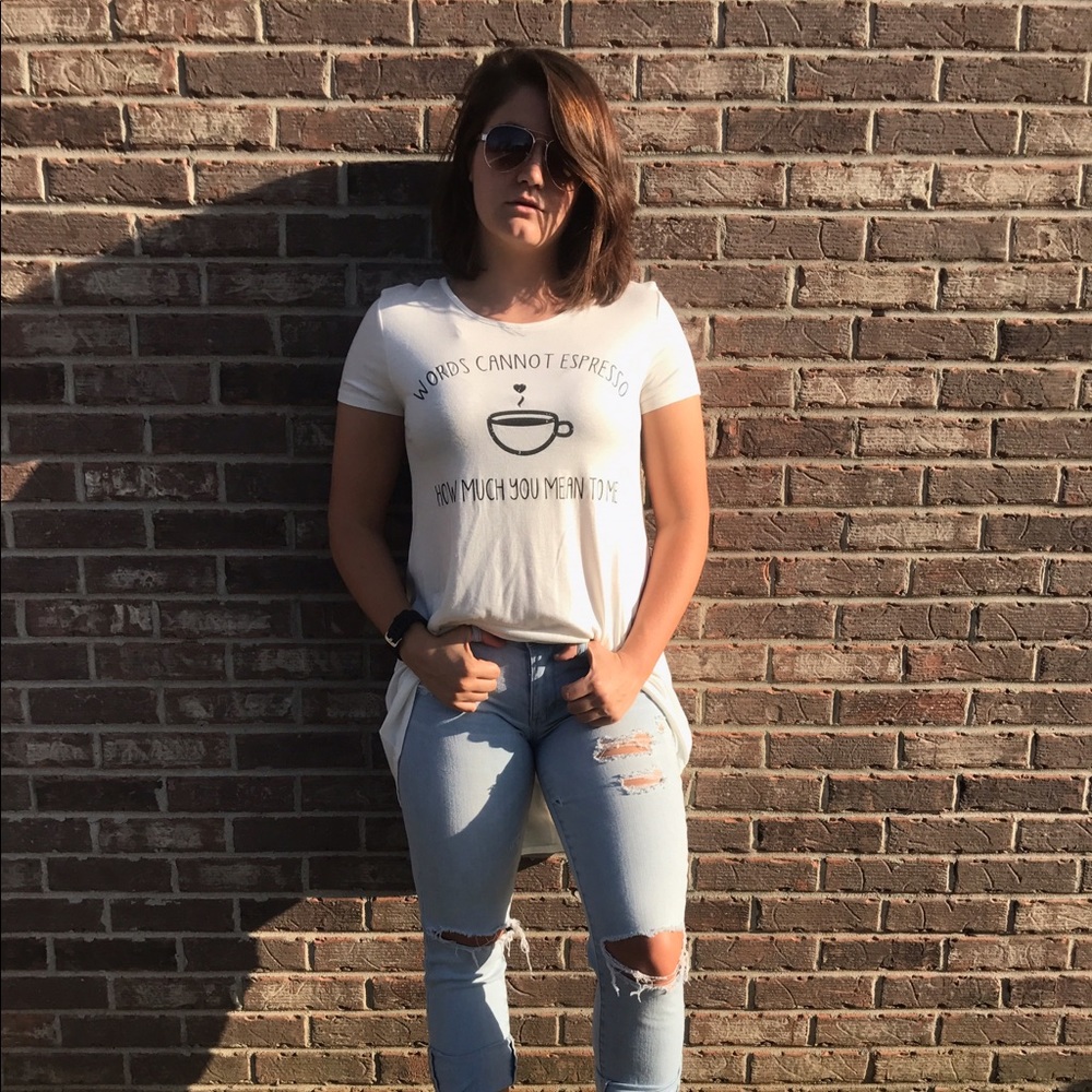 White Hi-Lo Graphic Tee