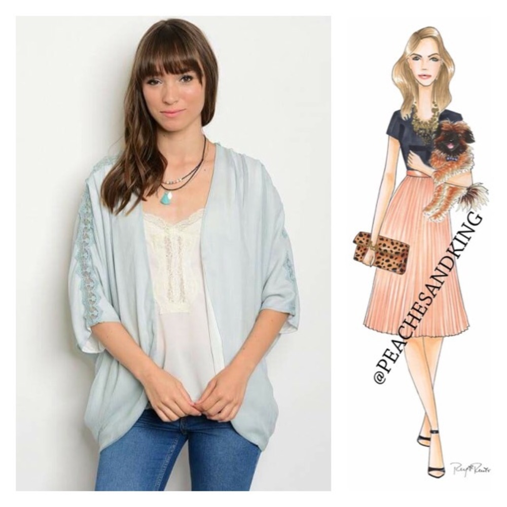 Light Blue Lace Kimono - Picture 1 of 7