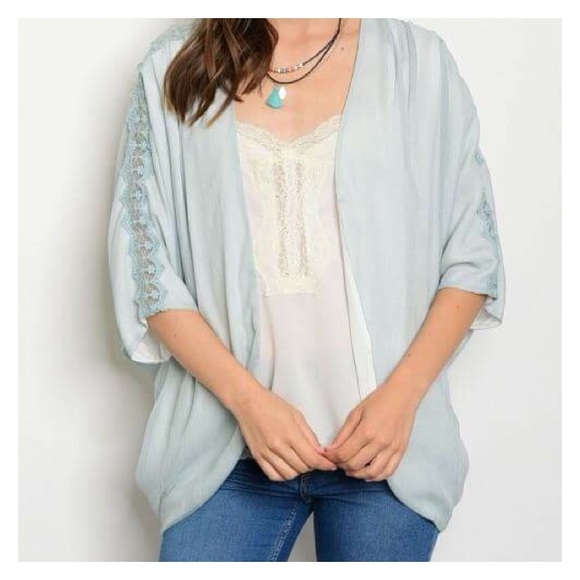 Light Blue Lace Kimono - Picture 3 of 7