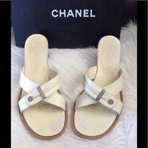 Authentic Chanel white sandals