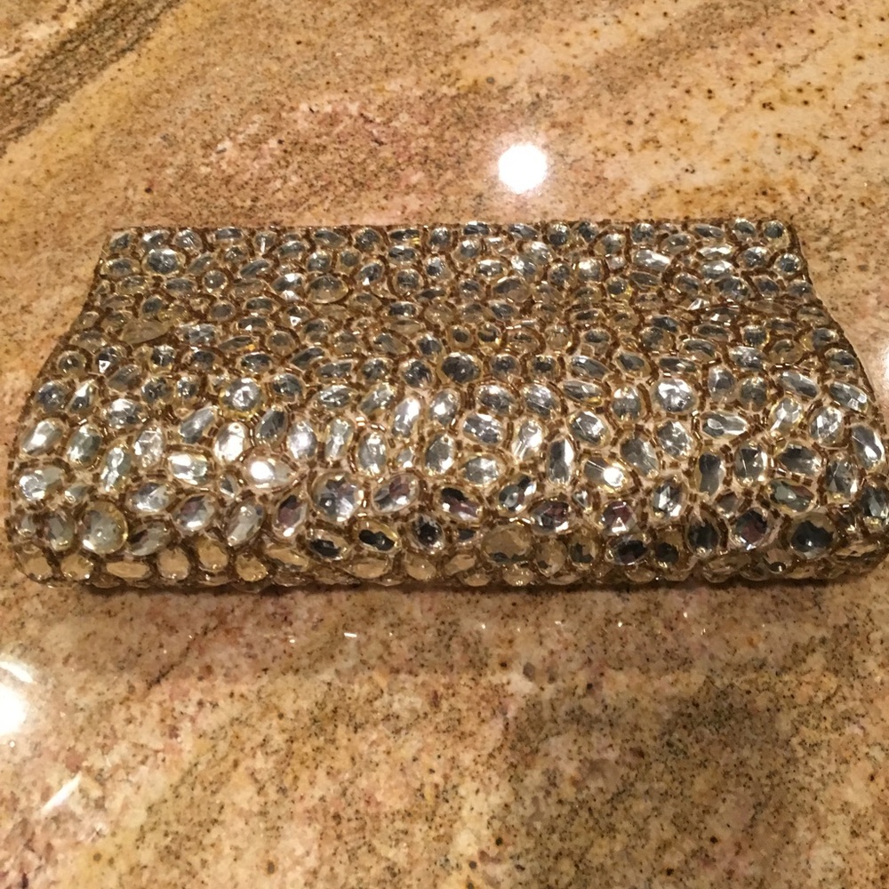 Rhinestone gold clutch