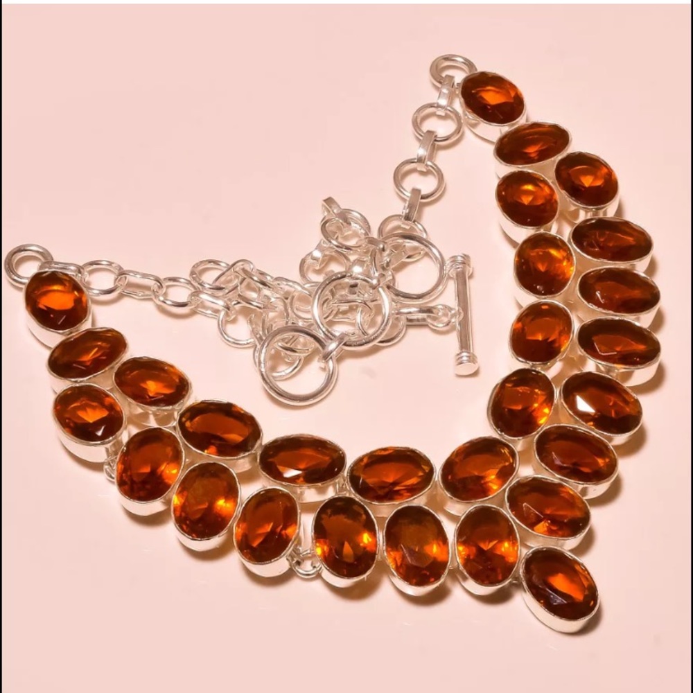 Stunning Unutterable brandy topaz 925 SS necklace