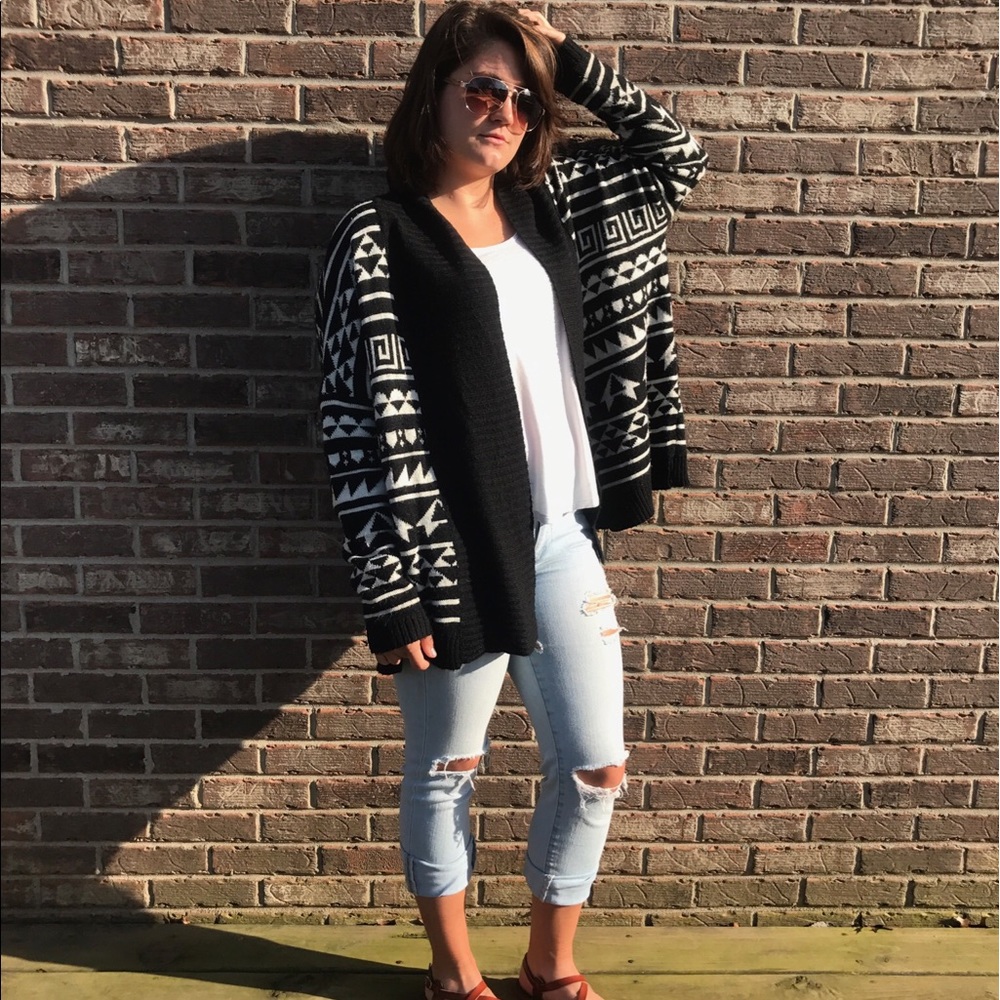 Tribal Print Cocoon Cardigan